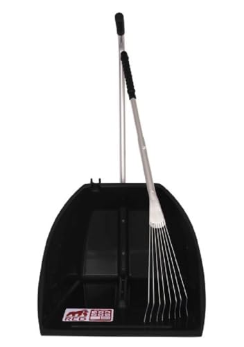 Red Gorilla Black 80cm Big TIDEE with Long Metal Rake Horse Manure Shovel Scoop Multi Purpose Large Lightweight Dustpan for Paddock Stable Horsebox Equestrian or Garden Waste Leaf Rake