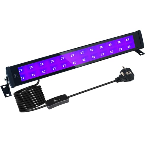 BOSITE 50W Schwarzlicht LED,UV Schwarzlichtlampe mit Stecker und Schalter, IP66 Wasserdicht UV Strahler Außen,Blacklight mit 96 LEDs, UV Licht Röhre für Party Fluoreszierende Malerei