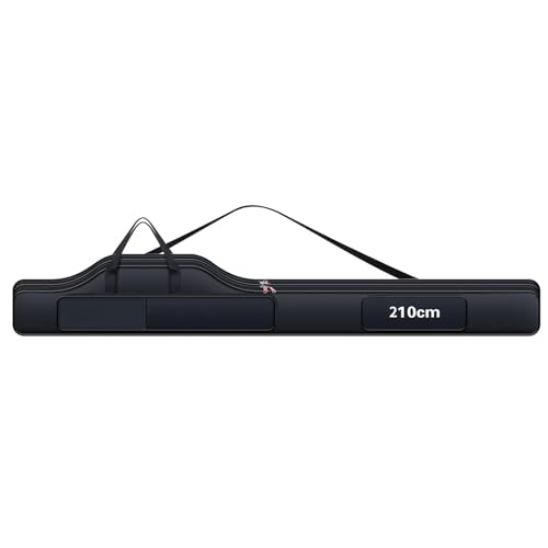 Sunydog Borsa per Canne da Pesca, Borsa Portatile Pieghevole per Canne da Pesca, Borsa da Viaggio per Canna da Pesca, Attrezzatura da Pesca, Mulinello, Lenza, 100-210cm Opzionale, Nero , 210cm, Sport