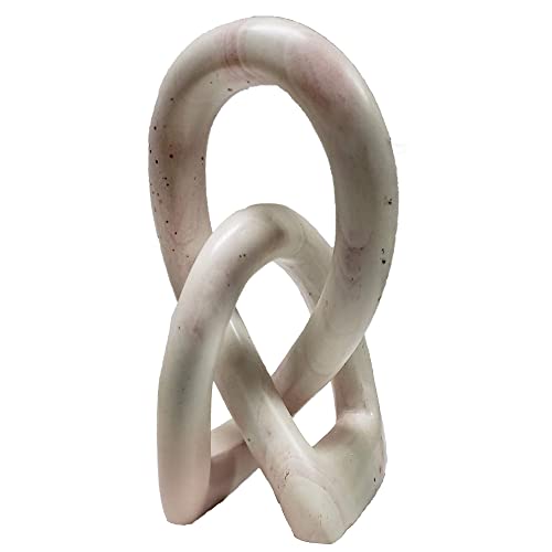 Continuous Looped Entwined Love Knot Sculpture Unique Modern Contemporary Décor Hand-Crafted Soapstone Artisans Of Kenya Genuine Human Hands Precious Gift (6 Inch, Natural) #TOP3