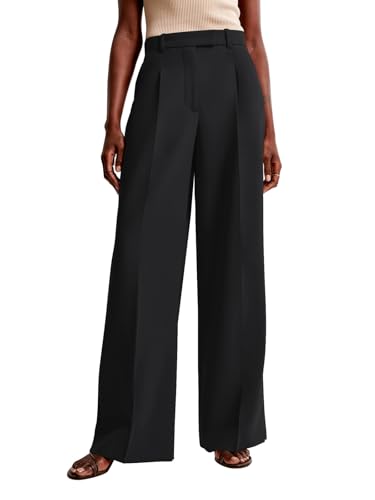 Image of NIMIN Women Wide Leg Pants High Waisted Dressy Work Trousers Business Casual Palazzo Pants with Pockets