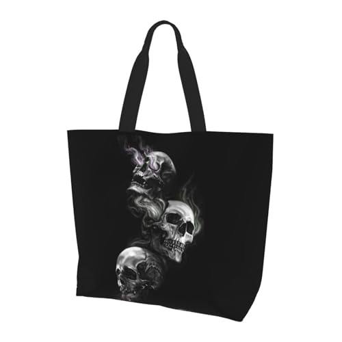 Bolsa De La Compra Calavera Molona Bolsa De Playa Con Asa Multiusos Bolsos De Lona De Para Muje, Para Diario, Trabajo, Estudiantes, Enfermería