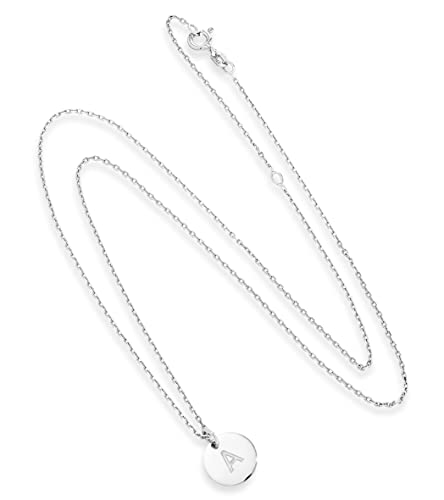 Miabella 925 Sterling Silver Or 18K Yellow Gold Over Silver Round Initial Pendant Necklace For Women 18 + 2 Inch Chain, Dainty Letter Necklace Made In Italy (M, Sterling Silver) #TOP1