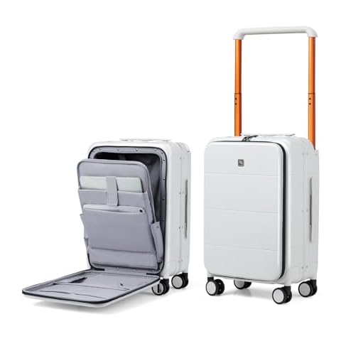 Hanke 20 Inch Carry On Luggage Airline Approved Hard Shell Suitcase with Spinner Wheels TSA Luggage Travel Suitcases Wide Handle for Men Women(Smoke White) Cover