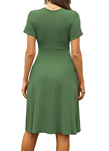 Image of WEACZZY Women's Summer Short Sleeve Casual Dresses V-Neck Floral Party Dress with Pockets
