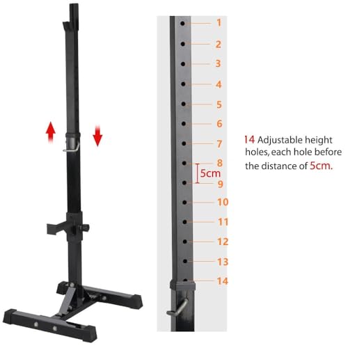 Abician Cages de Squat Réglable 14 Niveaux Charge Maximale 250 kg Noir – vue 7