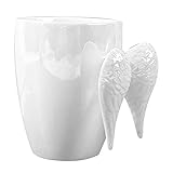 Zodensot 230ml Angel Wings Coffee Mug, Novelty Colorful Ceramic Cup with Angel Wing Handle, Gift for Mother's Day | Christmas | Birthday | Bridal Engagement | Wedding (White Handle)