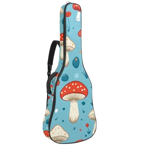 Sac pour guitare à motif champignon bleu pour voyager en musique