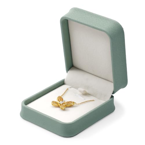 Gorgeous Necklace Gift Box Jewelry Gift Box Bracelet Necklace Holder Velvet Interior For Birthday,Wedding,Mother's Day, Valentine's Day Gift(Green)