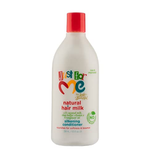 Just For Me Natural Hair Milk Silkening Conditioner Nourishes For Softness & Bounce With Coconut Milk Shea Butter Vitamin E & Sunflower Oil 13.5 Ounce