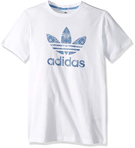 T-shirt adidas Originals Big CC blanc et bleu ciel pour adolescente taille XL
