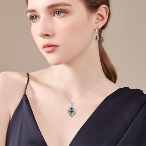 PELOVNY Celtic Knot Earrings 925 Sterling Silver Moss Agate Teardrop Dangle Earrings Irish Celtic Jewelry Gifts for Women4