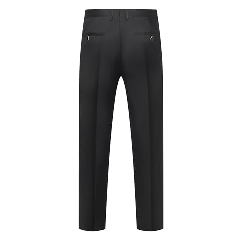 Men's Formal 2-Piece Slim Fit Suit, Black Single Button Blazer with Dress Pants, Wedding Tuxedo Set (US, Alpha, X-Small, Regular, Regular, Black)3