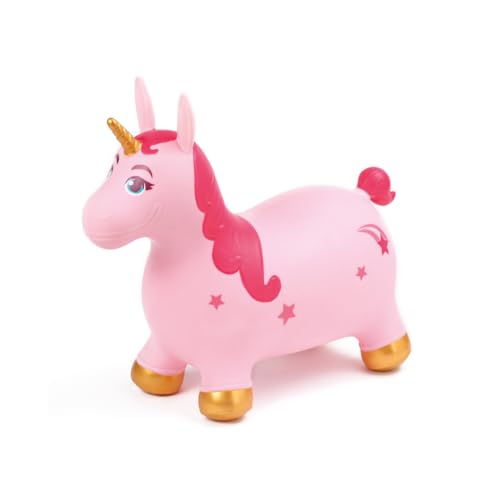 Ludi - Jumping Ballon Sauteur Licorne pour Enfants - 61x53x24 cm - Jouet Dynamique en PVC avec Poignées Ergonomiques - pour Intérieur et Extérieur - Inclut...