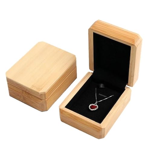 ATGQBCF Earring Jewellery Bracelet Bangle Pendant Necklace Ring Jewellery Packaging Case With Velvet Interior Real Bamboo Wood Jewelry Box Ring Box(Type-G)