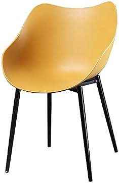 Silla de comedor de plástico de estilo nórdico con patas de metal, resistente, antideslizante y fácil de montar, color amarillo