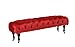 Divano Roma Furniture Classic Tufted Velvet Bedroom Vanity Bench with Casters (Red)