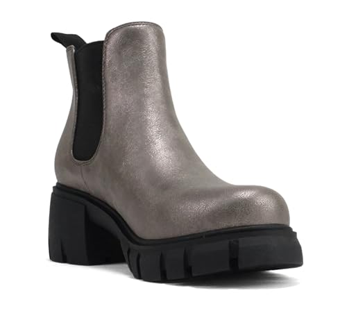 Image of Soda PIONEER ~ Women Lug Sole Mid Heel Chelsea Fashion Ankle Bootie w /Double Elastic Gore