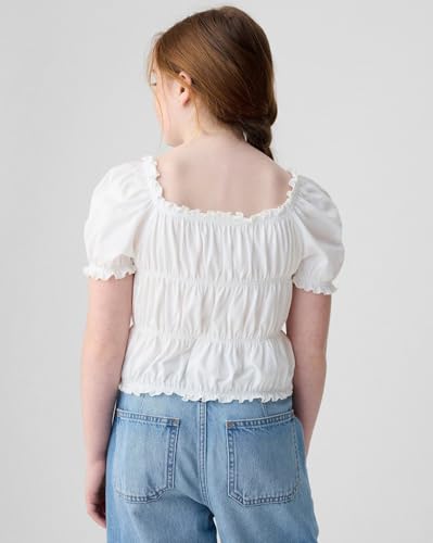 Image of Gap Kids Girl Relaxed Fit Solid Shortsleeves Square Neck Blouse