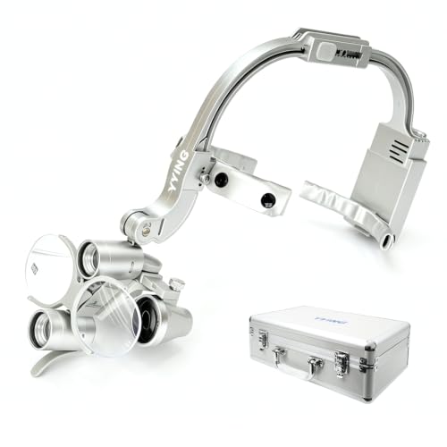 YYING Dental Loupes with Light 3.5X 420mm Magnifying Glass Head-Mounted