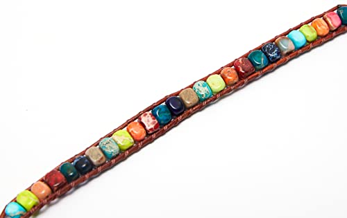 Image of 7 Chakra Bracelet Bohemian Handmade Leather Wrap Healing Protection Natural Stone Yoga Beaded Bracelets Boho Friendship Jewelry