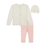 Laura Ashley 3-Piece Infant Clothes Set with Baby Sweater, Leggings and Knit Hat, 100% Cotton Knitte