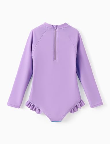 Image of Disney Frozen Stitch Princess Minnie Mouse Girls Swimsuit Long Sleeve Rashguard UPF 50 One Piece Bathing Suit Size 3M-13Y