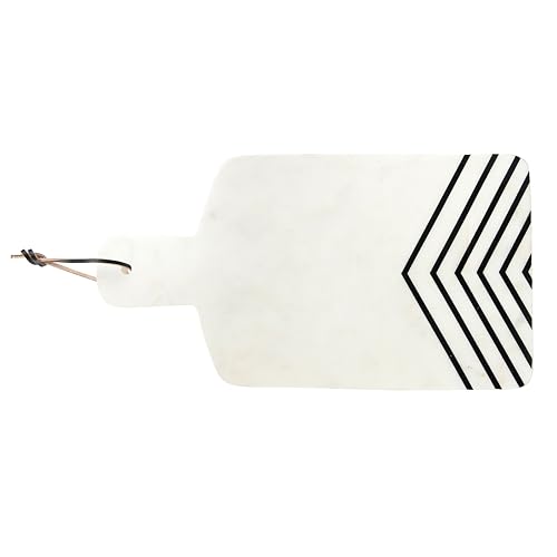 Bloomingville Marble Cheese Board with Chevron Design, White and Black