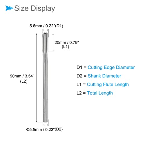 CoCud 2Stk Maschinenfräser Reibahle 5.6mm Durchmesser D4 Genauigkeit M35 Kobalt Schnellstahl Gerade Flöten Fräswerkzeug - (Anwendung: für Drehmaschine)