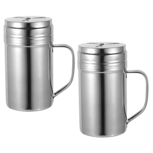 TOGEVAL 2 pezzi Barattoli per Spezie in Acciaio con Manico Shaker per Condimenti dal Design Elegante Pratici e Leggeri per Cucina e Ristorante