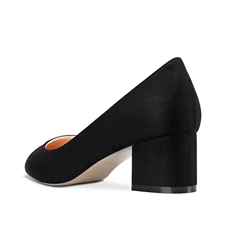 Aachcol Women Pointed Toe Pumps Chunky Block Mid Heel Slip-on Dress Shoes Office Classic 2 Inch3