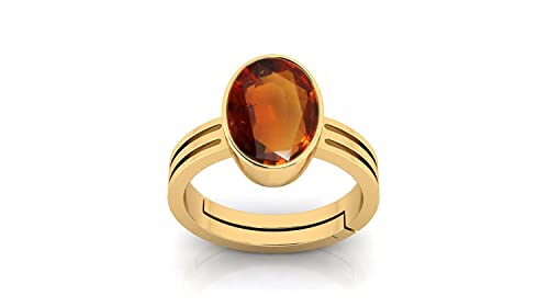 DENMOUSTODANI JEMS 4.25 Ratti Gomed Ring Natural Quality & Original Stone Panchdhatu & Ashtadhatu Metal Adjustable Ring Rashi Ratna Loose Gemstone Ring for Men and Women-AMZ6081, zzzz-s, Gemstone