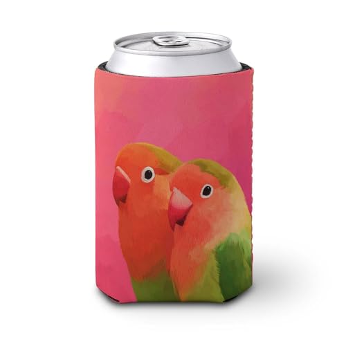 Funda enfriadora de latas de cerveza, par de lindos tortolitos para latas de cerveza, enfriador de cerveza, soporte de bebidas aislado suave para fiestas, playa, eventos, hogar