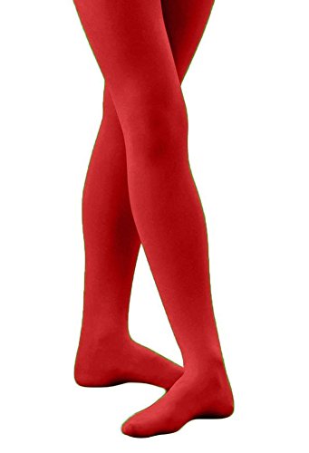 Banner Bonnie Girls' Opaque Microfiber Dance Stockings School Uniform Footed Tights (4-6, Red)