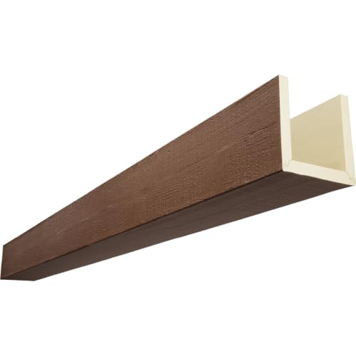 Timberthane Rough Cedar Faux Wood Beam, 3-Sided (U-Beam), 10"W x 6"H x 96"L, Redwood Finish