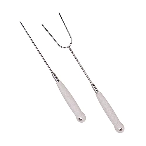 FONDOTIN 2Pcs Telescopic Barbecue Forks Stainless Steel Versatile Meat Forks for Outdoor Grilling Extendable Bbq Tools for Camping Picnics and Family Gatherings