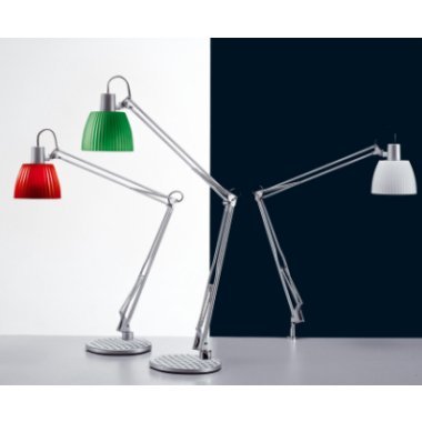 Caimi Brevetti Lampe de table Opera avec borne Strutt. Acier/réflecteur rouge