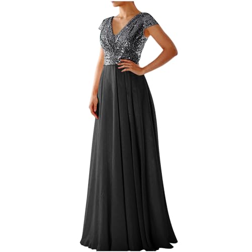 Zeiayuas Women Evening Dress Elegant Bridesmaid Dress V Neck Shor...