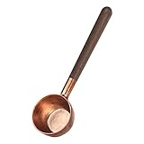 Cuchara de cobre para medir café, cocina y hogar, mango de madera de nogal