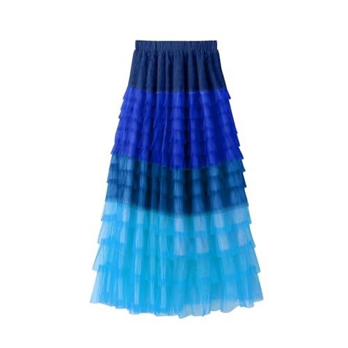 Jupe en tulle midi pour femme avec motif patchwork élégant et volants évasés