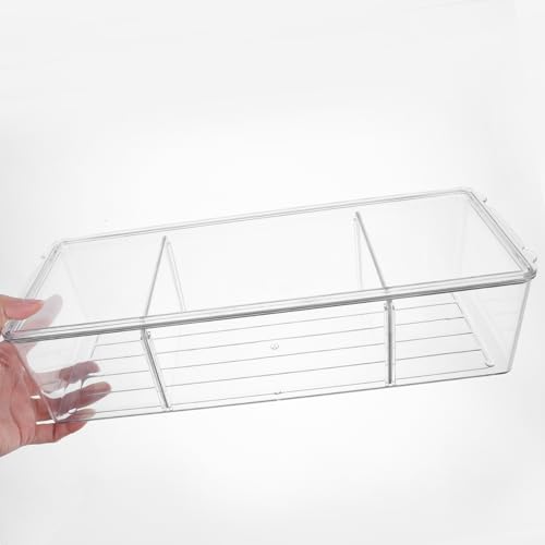Grosse capacité à 3 compartiments pour cette boîte de rangement plastique transparente - 3