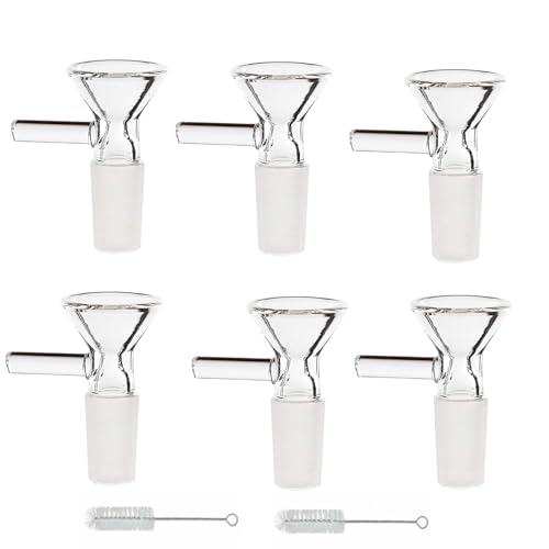 6pcs Glass Funnels and 2pcs Cleaning Brushes 14mm