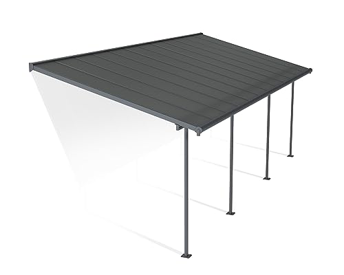 Canopia by Palram Terrassenüberdachung Alu Sierra 3X7.30 Polycarbonat Hohlkammerplatten Pergola 739 x 295 cm Grau zur Überdachung ihrer Terrasse