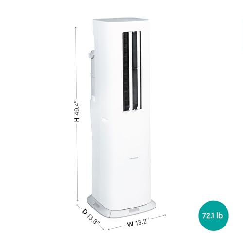 Image of Hisense 8,000 BTU Portable Inverter Air Conditioner with Dehumidifier, Quiet Operation & Dual Hose Design, AC Heater Combo Unit for Room in White