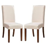 Restworld Fabric Dining Chairs Set of 2,Tufted Upholstered High Back Nailed Trim with Untique Oak Wo