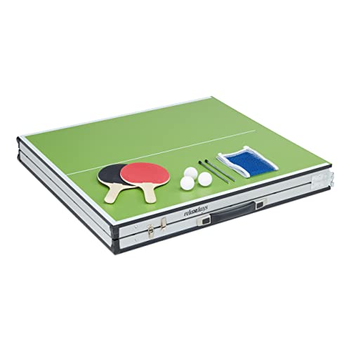 Relaxdays Tavolo Da Ping Pong Pieghevole, Con Rete, 2 Racchette, 3 Palline, Hxlxp: 70 X 70 X 150 Cm, Verde - 6