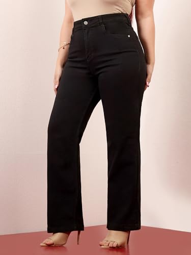 Image of Miss Chase A+ Women's Wide-Leg High Rise Regular Length Stretchable Denim Jeans