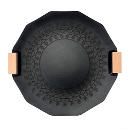 UTTASU Utensilios de cocina de camping antiadherente con doble mango 35 cm/40 cm bandeja redonda para hornear para cocinar al aire libre compatible con estufa de gas cocina de inducción (40 cm, negro)