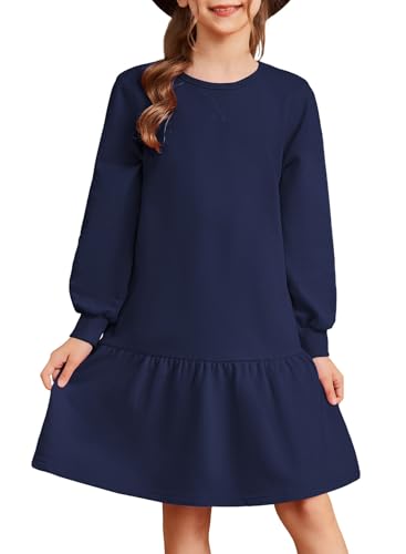 blibean Tween Girls 2025 Long Sleeve Dresses Kids Fall Sweatshirt Dress Size 6-15 Years
