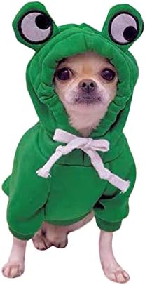 QWINEE Frog Design Dog Hoodie Dog Costume Holiday Halloween Costume Dog Shirt Sweatshirt Dog Clothes for Cat Puppy Small Medium Dogs Green XL